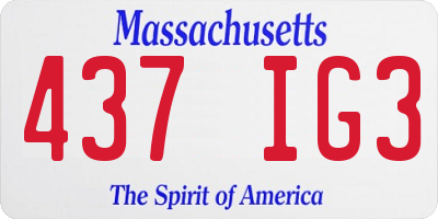 MA license plate 437IG3