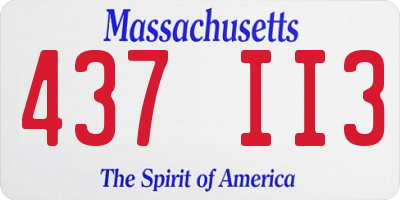 MA license plate 437II3
