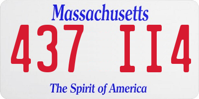 MA license plate 437II4