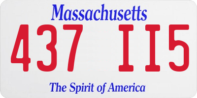 MA license plate 437II5