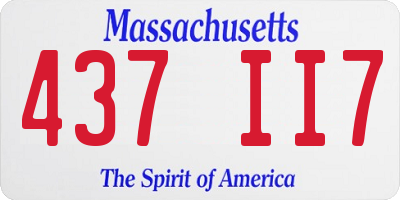 MA license plate 437II7