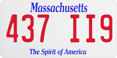 MA license plate 437II9