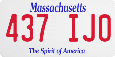 MA license plate 437IJ0