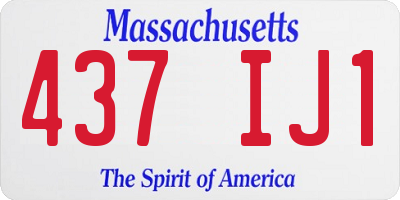 MA license plate 437IJ1