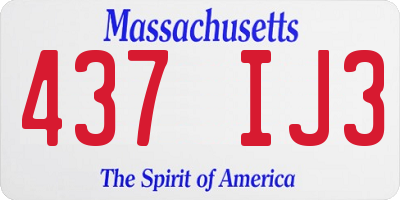 MA license plate 437IJ3