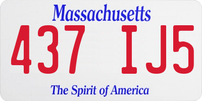 MA license plate 437IJ5