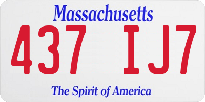 MA license plate 437IJ7
