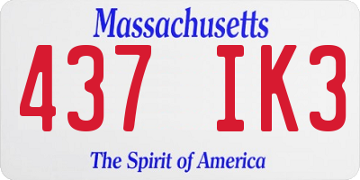 MA license plate 437IK3