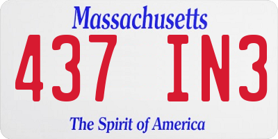 MA license plate 437IN3