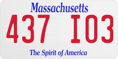 MA license plate 437IO3