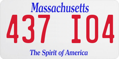 MA license plate 437IO4