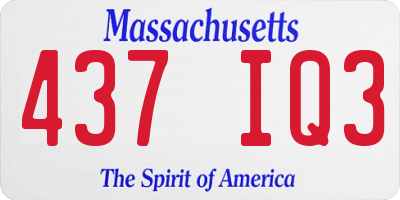 MA license plate 437IQ3