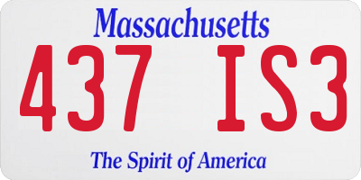 MA license plate 437IS3