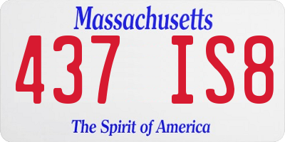 MA license plate 437IS8