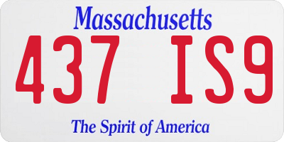MA license plate 437IS9
