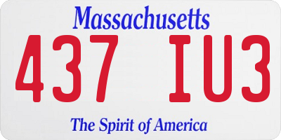 MA license plate 437IU3
