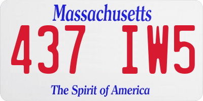 MA license plate 437IW5