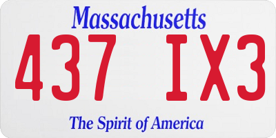 MA license plate 437IX3