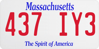 MA license plate 437IY3