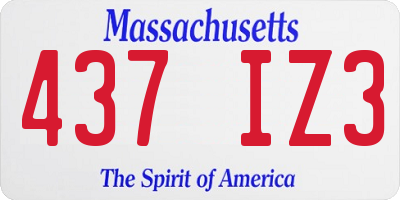 MA license plate 437IZ3