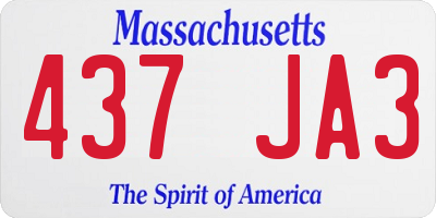 MA license plate 437JA3