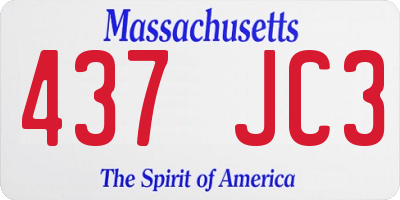 MA license plate 437JC3