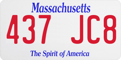 MA license plate 437JC8
