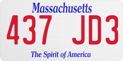MA license plate 437JD3
