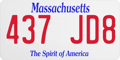 MA license plate 437JD8