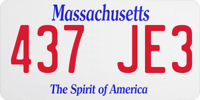 MA license plate 437JE3