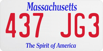 MA license plate 437JG3