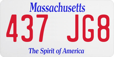 MA license plate 437JG8