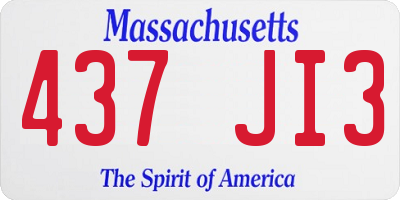 MA license plate 437JI3