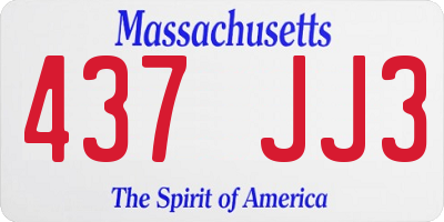 MA license plate 437JJ3