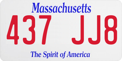 MA license plate 437JJ8