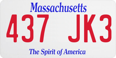 MA license plate 437JK3