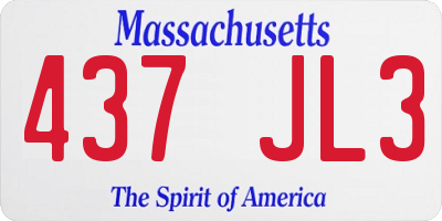 MA license plate 437JL3