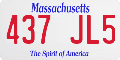 MA license plate 437JL5