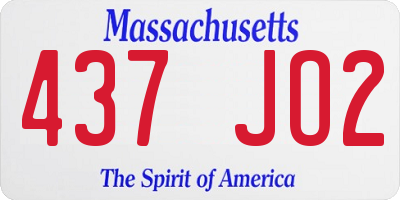 MA license plate 437JO2