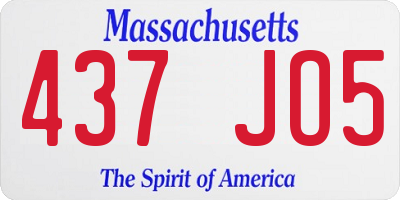 MA license plate 437JO5
