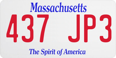 MA license plate 437JP3