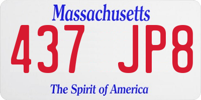 MA license plate 437JP8