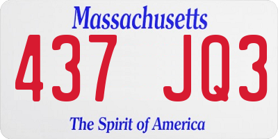 MA license plate 437JQ3