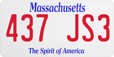 MA license plate 437JS3
