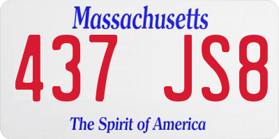 MA license plate 437JS8