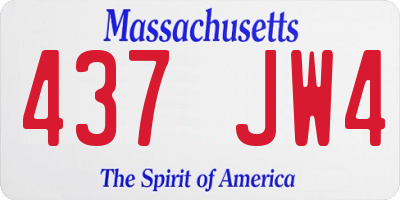 MA license plate 437JW4