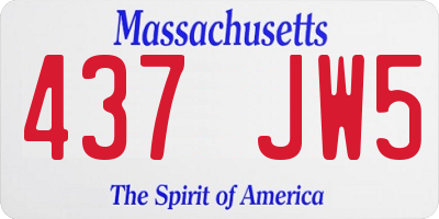 MA license plate 437JW5