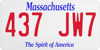 MA license plate 437JW7