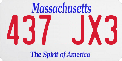 MA license plate 437JX3