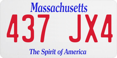 MA license plate 437JX4